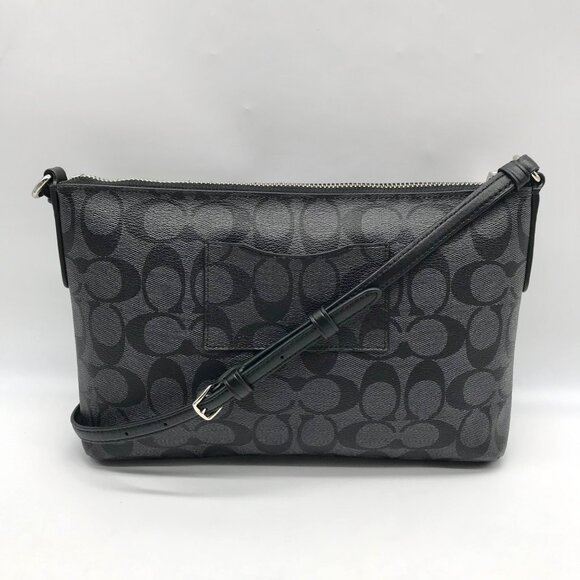 Coach Black And Gray Monogram Signature Canvas File Crossbody Bag F58316 - Picture 2 of 11